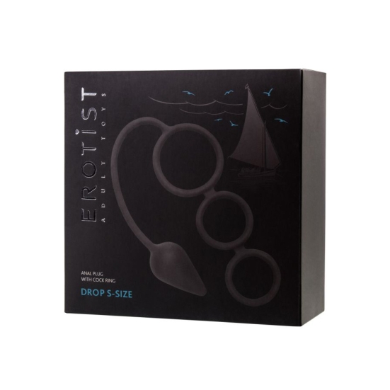 Эрекционные кольца с анальной пробкой Drop S-size